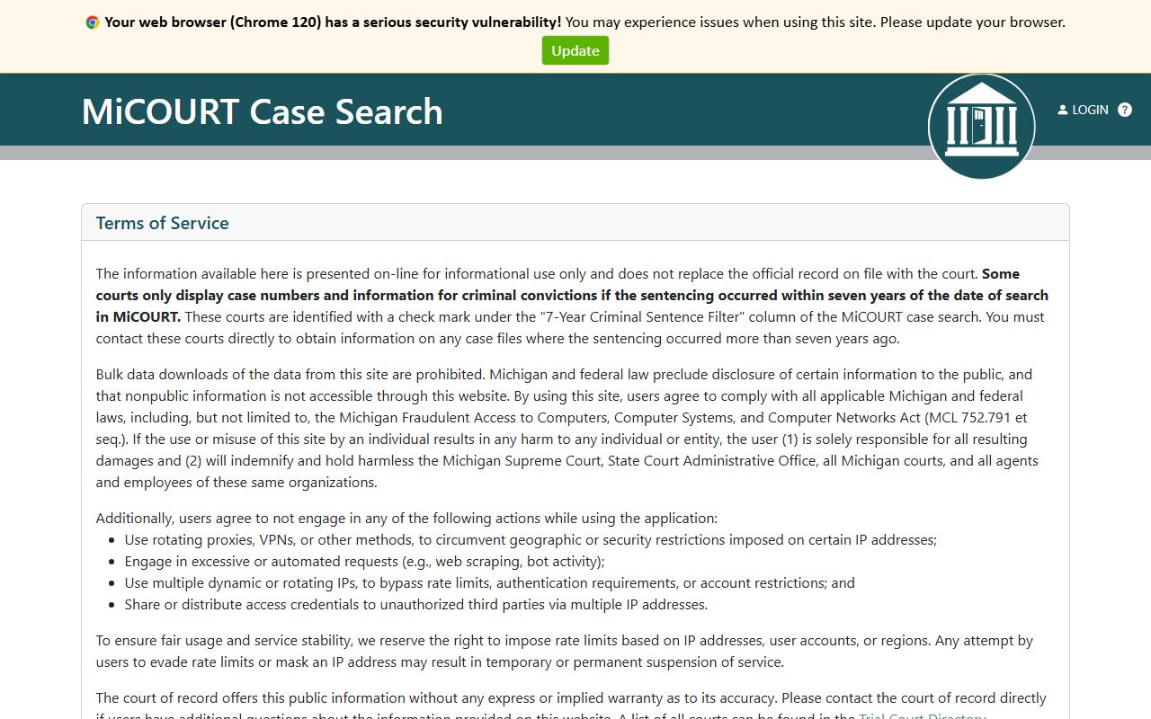 Baraga County court records after arrest MiCOURT case search